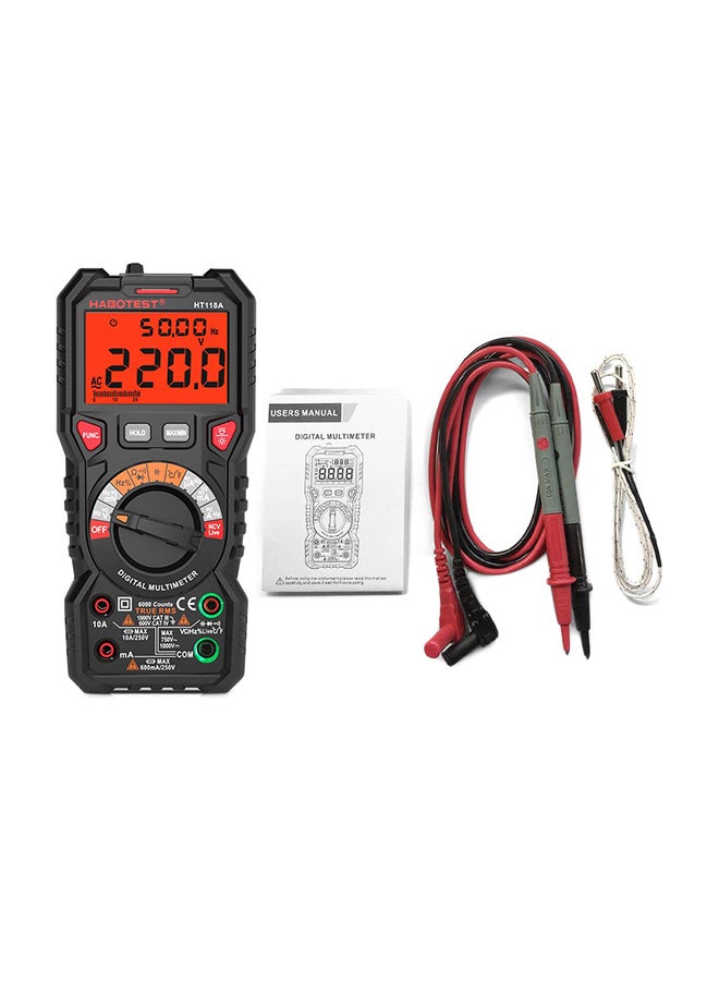 Manual Range Digital Multimeter With Pair Of Test Probe Red/Black  - Image 1