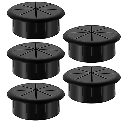 HYCC 2 Inch Desk Grommet Black, Desk Hole Cover for Cables, Flexible Cable Grommet - 5 Pack - Image 1