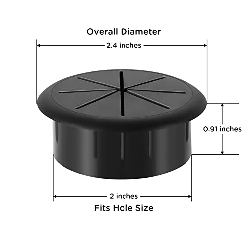 HYCC 2 Inch Desk Grommet Black, Desk Hole Cover for Cables, Flexible Cable Grommet - 5 Pack - Image 4