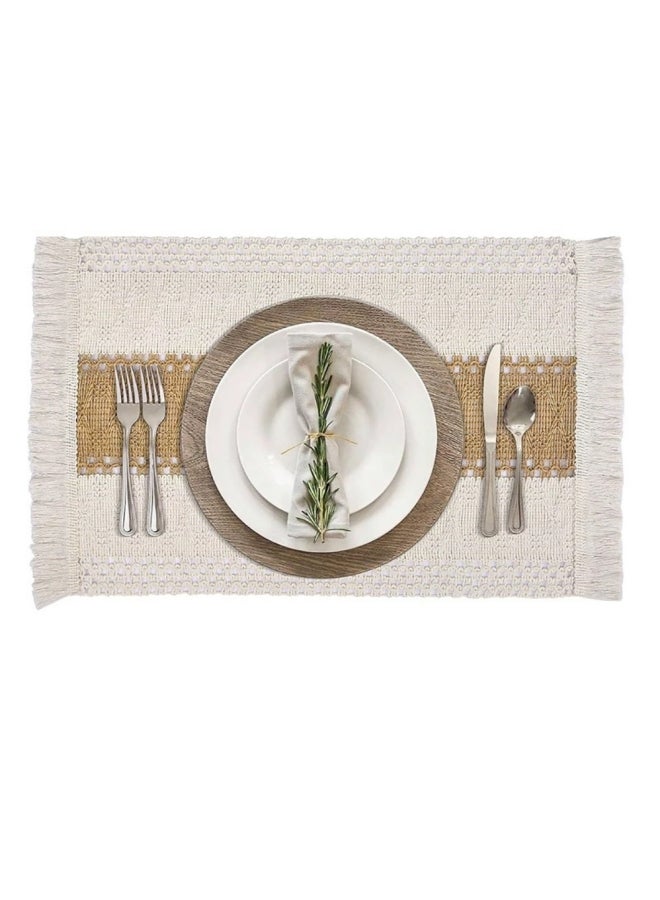 Placemats 4 Piece Set Lace Table Decoration and Farmhouse Style Placemats Natural Cotton Linen for Table Centerpiece Home Decor - Image 5