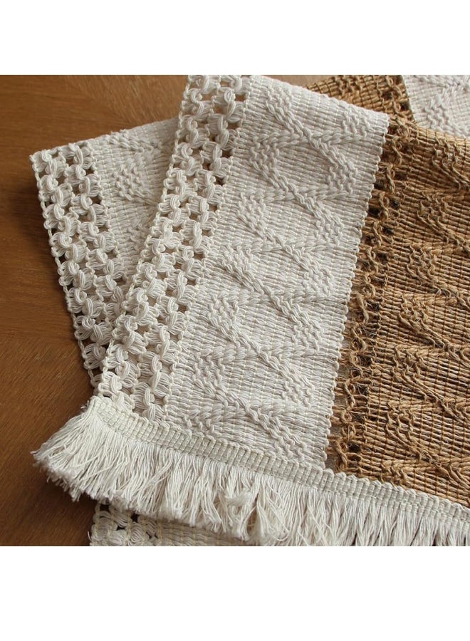 Placemats 4 Piece Set Lace Table Decoration and Farmhouse Style Placemats Natural Cotton Linen for Table Centerpiece Home Decor - Image 4