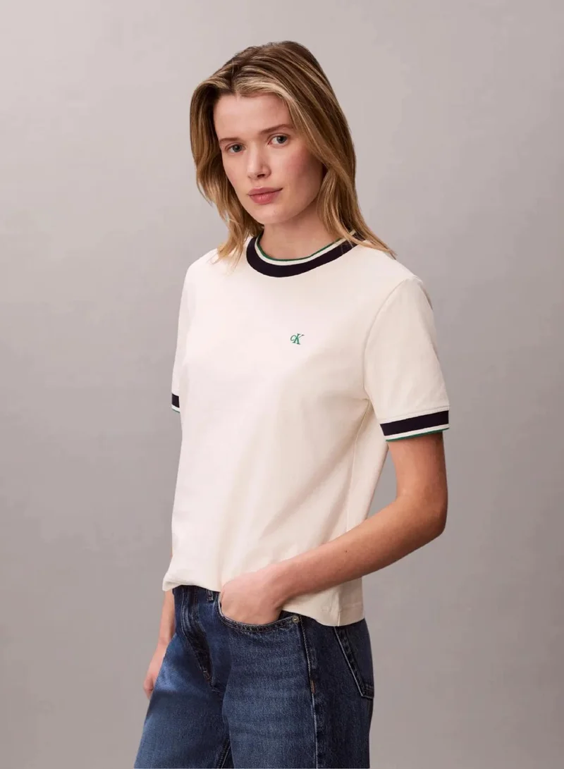 Calvin Klein Tofu Sporty Ringer T-Shirt for Women | Best Price UAE