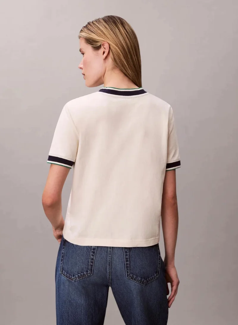 Calvin Klein Tofu Sporty Ringer T-Shirt for Women | Best Price UAE