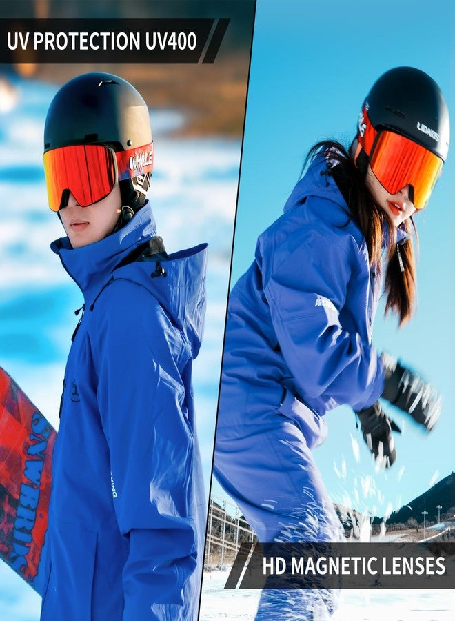 Whale Professional ski goggles with a frameless, interchangeable lens design, anti-fog and UV400 UV protection, suitable for both men and women (sunset red) - Image 5