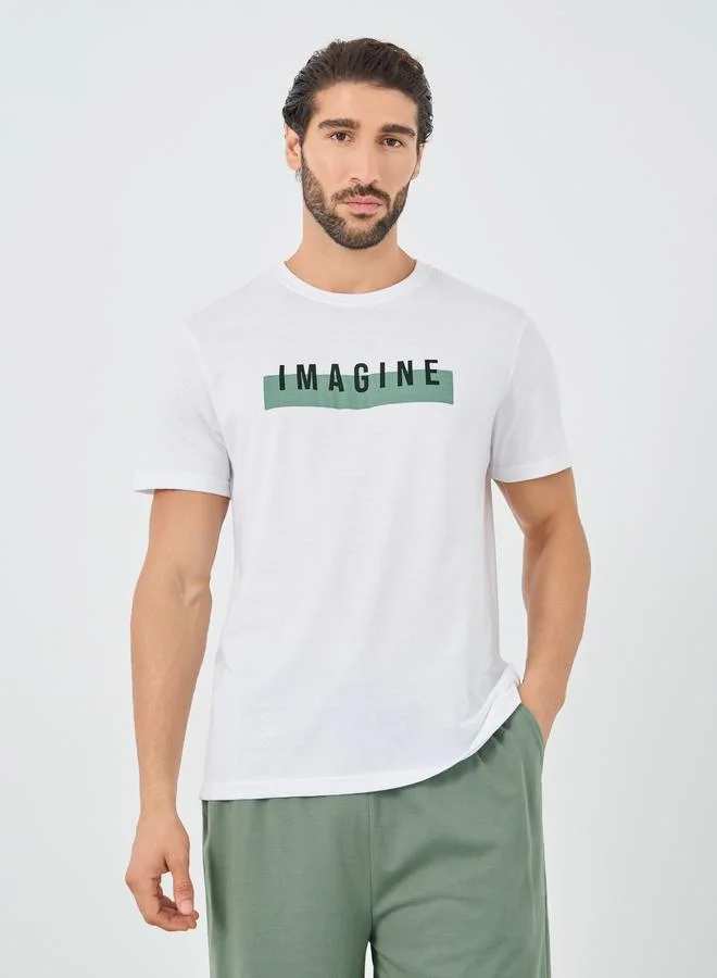 Styli Styli Slogan Print T-Shirt and Shorts Pyjama Set