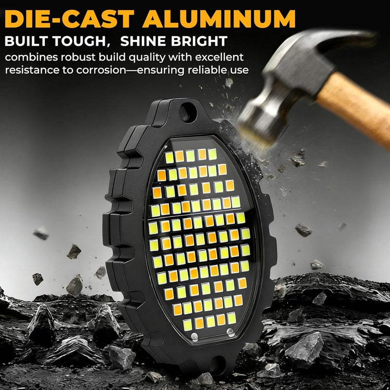 مجموعة أضواء من نوع “Pods Metal” مكونة من 332 مصباح LED بألوان أبيض وبرتقالي، ذات إضاءة خافتة ساطعة جدًا، مقاومة للماء (معيار IP67)، مصنوعة من الألمنيوم، مناسبة للشاحنات وجيبات الرياضية (Jeep) والمركبات القابلة للتحكم عن بعد (ATV) ومركبات الدفع الرباعي (UTV) وسيارات الدفع الرباعي (SUV) والقوارب، سهلة التركيب. - Image 3
