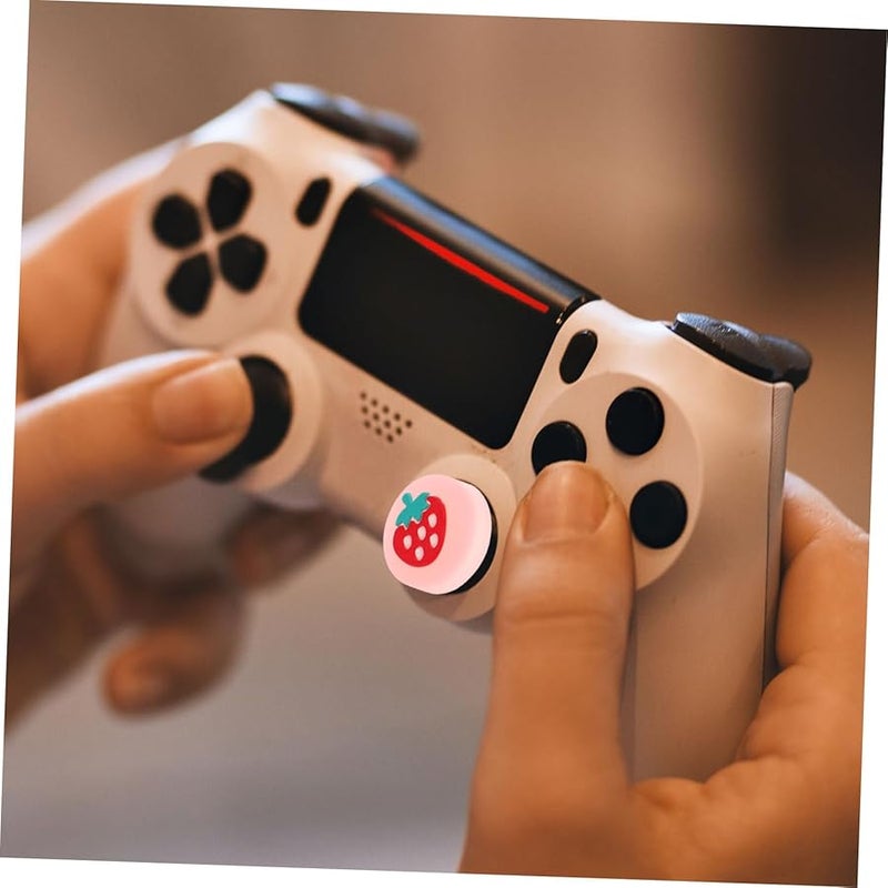 أغطية عصا التحكم السيليكونية الوردية المضيئة 4 قطع مقابض إبهام محسنة للحماية - Image 5