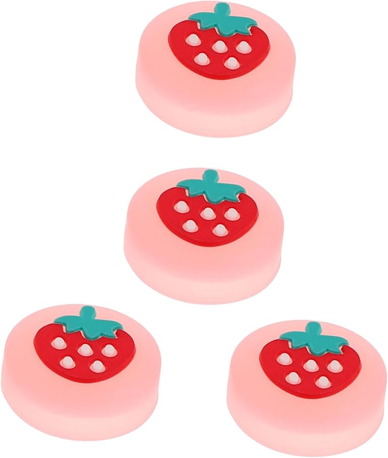 أغطية عصا التحكم السيليكونية الوردية المضيئة 4 قطع مقابض إبهام محسنة للحماية - Image 2