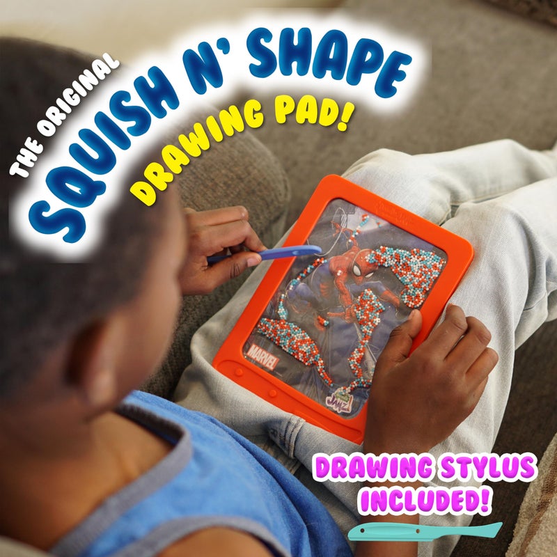Sky Castle DoodleJamz Marvel JellyPics - Sensory Drawing Pads Filled with Non-Toxic Squishy Beads and Gel – Includes Stylus, Removable 2-Sided Emoji Backer Card (Spider-Man, Series 1) - Image 2