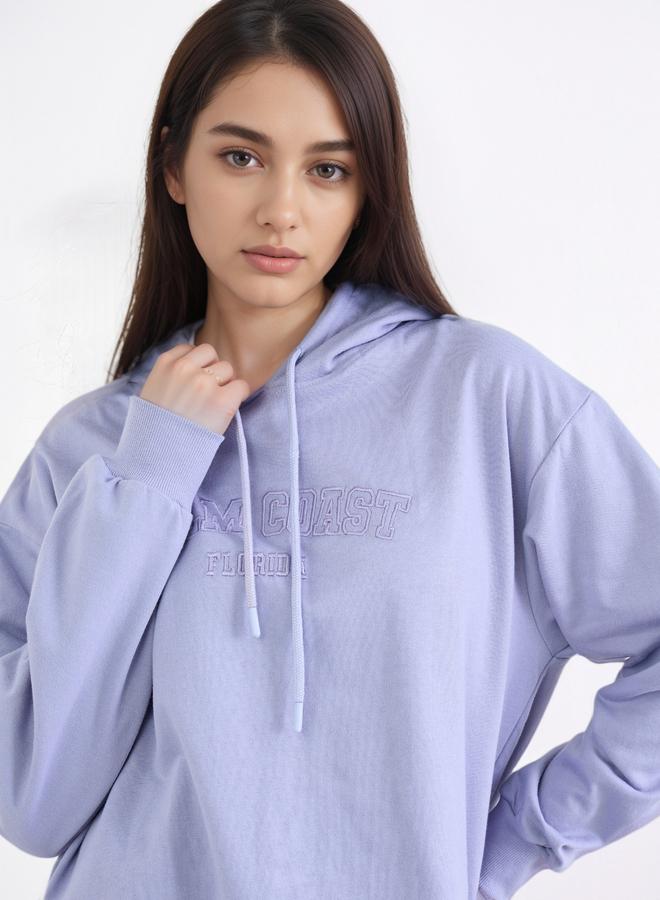 Styli Lilac Embroidered Longline Hoodie - Image 4