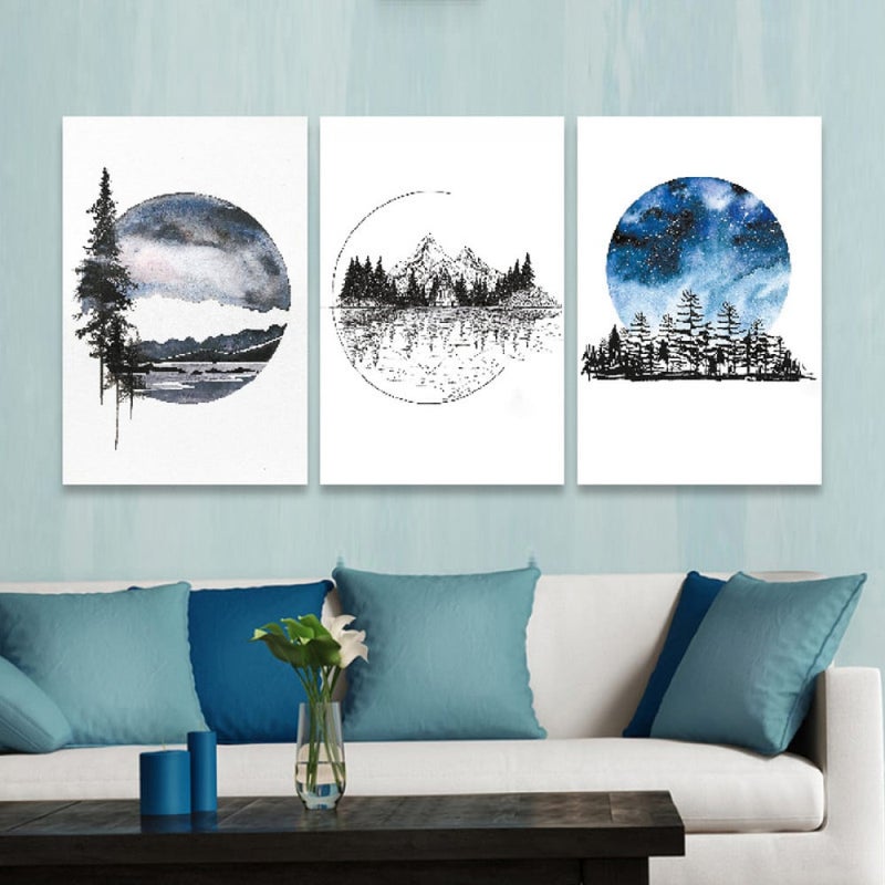 Marktna Three luxurious canvas prints with a modern design and a hollow frame, measuring (120×60), three pieces - Image 1