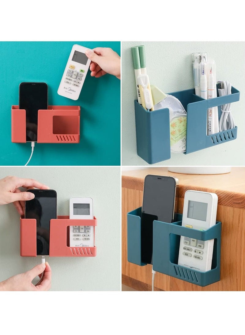 KASTWAVE 4Pcs Wall Mounted Mobile Phone Storage Box, Self-Adhesive No-Punch Multi-Function Remote Control Holder, Bathroom Bedroom Bedside Office Wall Mounted Shelf - Image 3