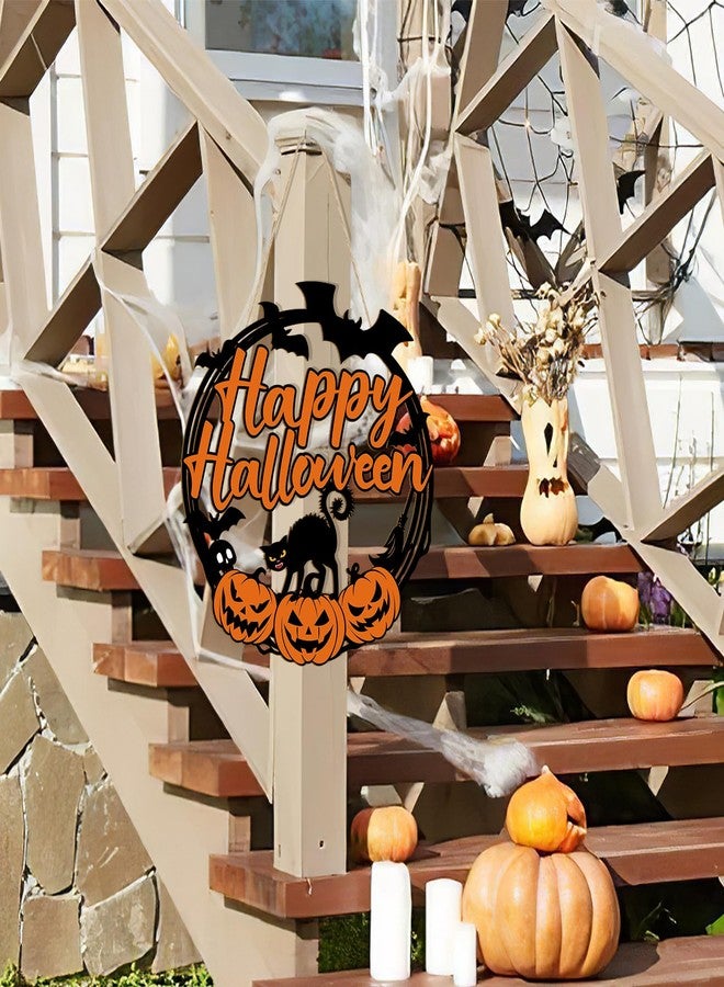 Sophena Halloween Decoration Wooden Ghost Door Wreath for Front Door Sign Wall Signs, Pumpkin Bat Black Cat Skeleton Happy Halloween Sign Hanging for Home Wall Decor Party Outdoor Indoor Supply - Image 5