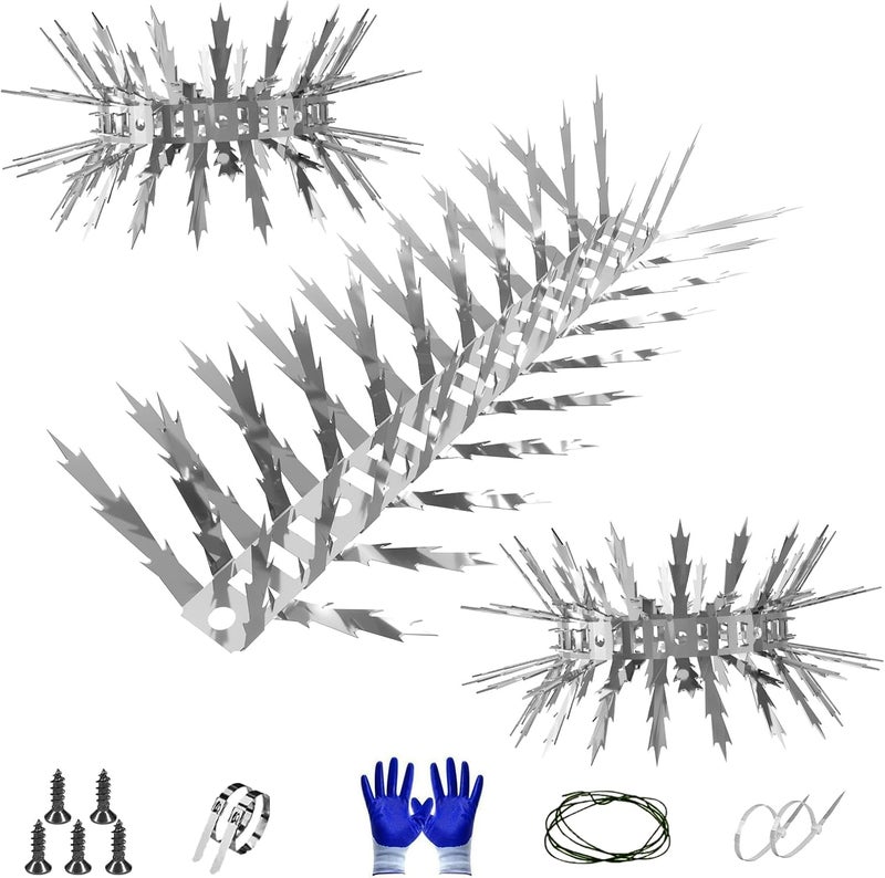 SuperAbound Marten Repellent, Pigeon Repellent Spikes, Bird Repellent, Raccoon Repellent, Marten Protection, Downpipes for Garden, Balcony, Attic, Tree Protection, Gutters - 1.2 m Stainless Steel - Image 1