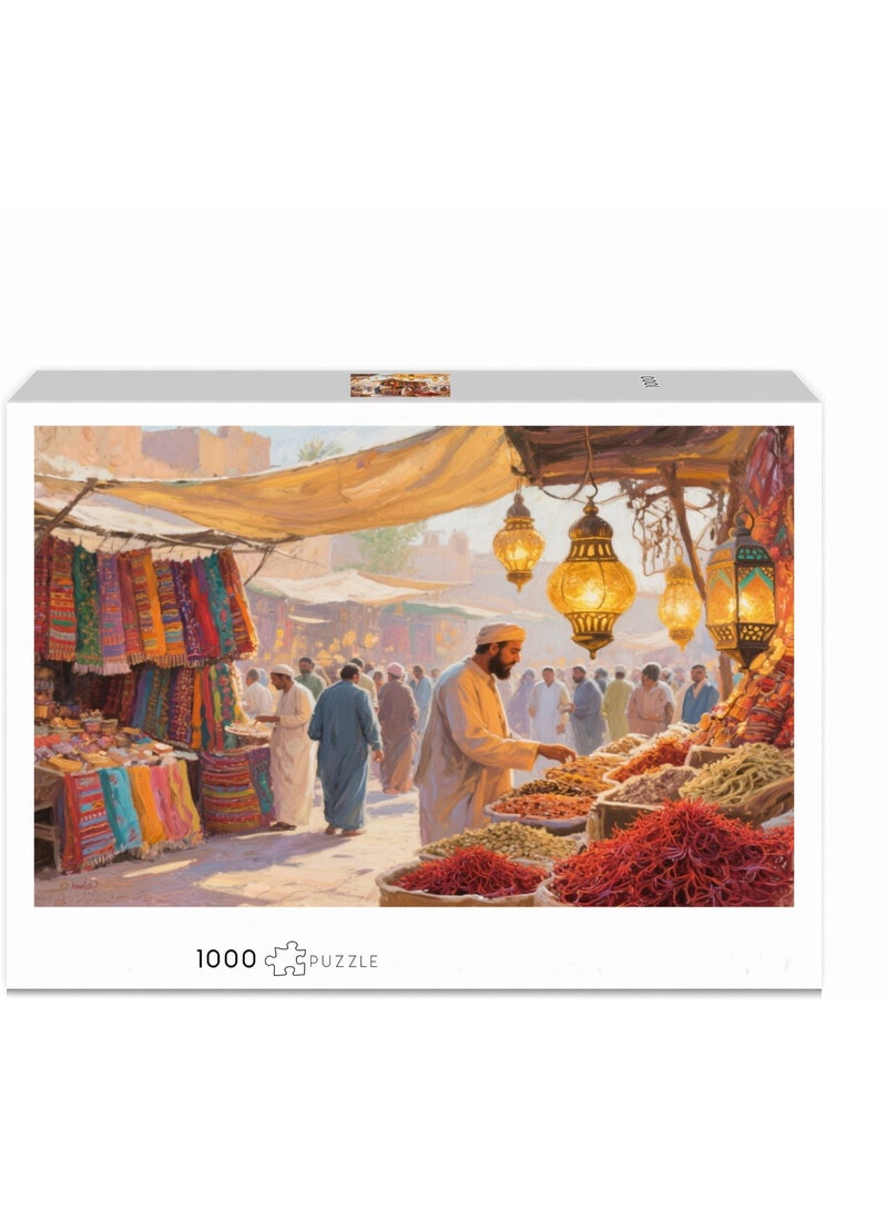 1000 pieces of Monet oil painting style Dubai spice market puzzle - colorful artistic experience - Image 2