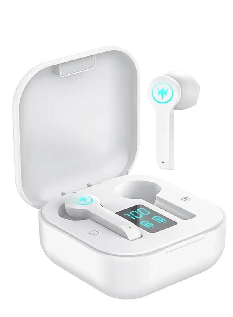 Moodix KI23K49 Bluetooth Earbuds with LED Power Display and Smart Touch Control, White - Image 1