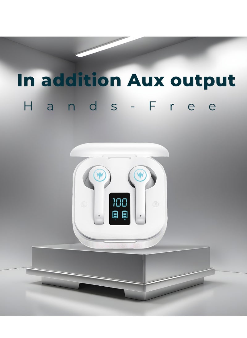 Moodix KI23K49 Bluetooth Earbuds with LED Power Display and Smart Touch Control, White - Image 4