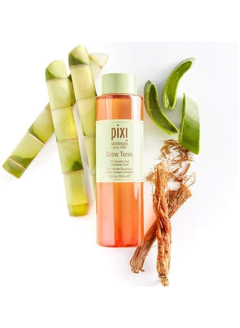 pixi Glow Tonic Exfoliating Toner 5% Glycolic Aloe Vera And Ginseng Clear 250ml  - Image 2