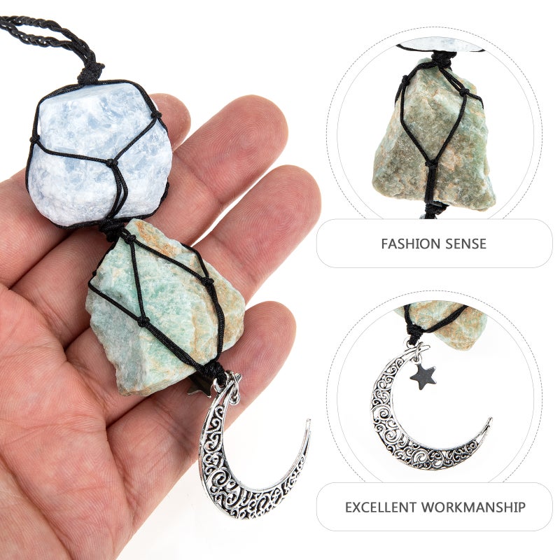 Car Rearview Mirror Pendant Crystal Hanging Decor Woven Crystal Stone Pendant - Image 5