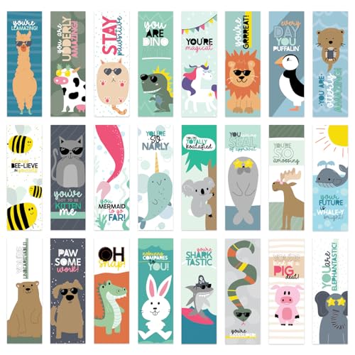 Canopy Street Animal Pun Bookmarks / 2" x 6" Motivational Paper Bookmark Pack/Bulk Set of 24 Classroom Reward Quotemarks/Made in The USA - Image 1