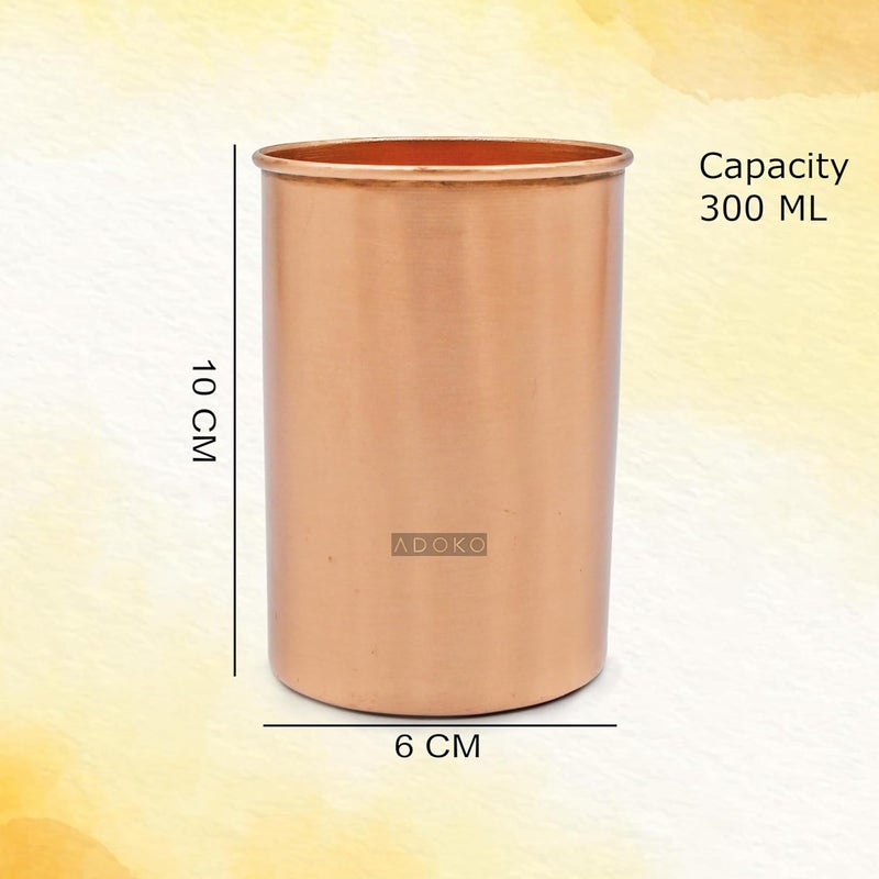 Adoko 100% Pure Copper Tumbler | Ayurvedic Health Benefits | 4Pcs Drinking Serving Water Copper Utensils Glass - 300Ml - Image 3