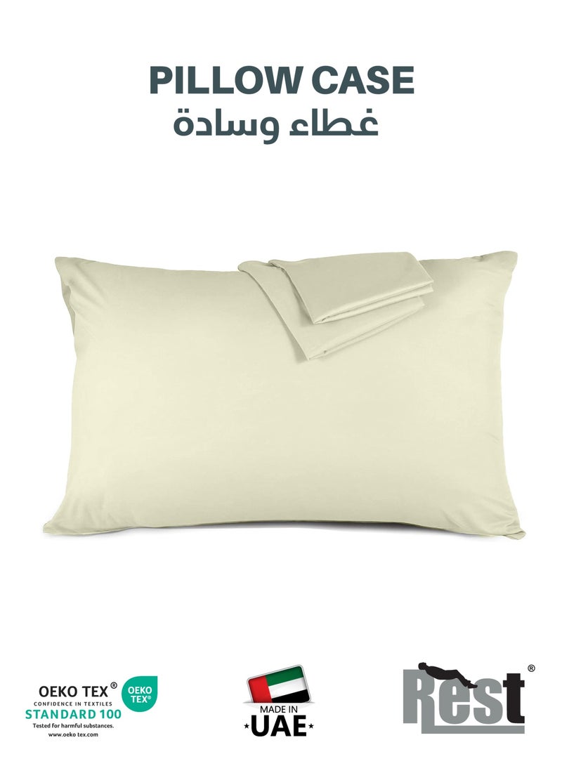 REST Microfiber Pillow Cases 2 Piece Set 50x75cm, 20x30 Inches Ivory Pillow Cover Soft Brushed Supersoft Fabric Pillow Cases Standard Size - Image 1