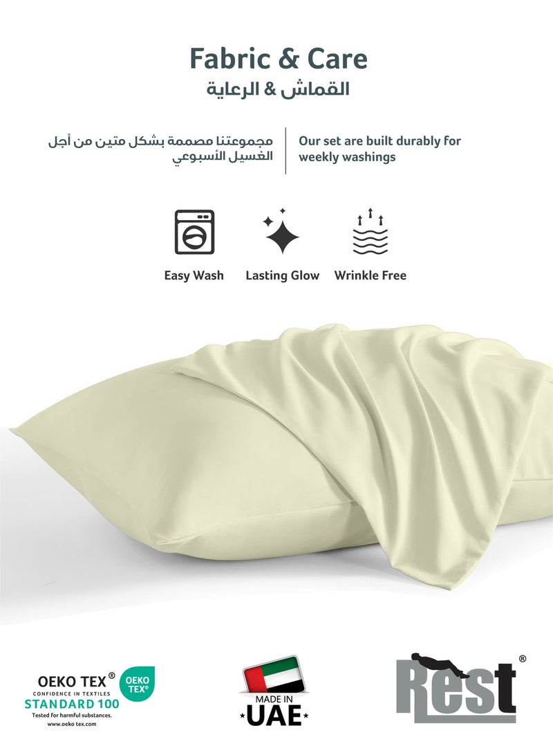 REST Microfiber Pillow Cases 2 Piece Set 50x75cm, 20x30 Inches Ivory Pillow Cover Soft Brushed Supersoft Fabric Pillow Cases Standard Size - Image 4