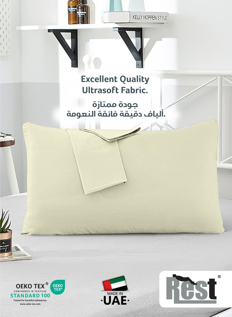 REST Microfiber Pillow Cases 2 Piece Set 50x75cm, 20x30 Inches Ivory Pillow Cover Soft Brushed Supersoft Fabric Pillow Cases Standard Size - Image 2