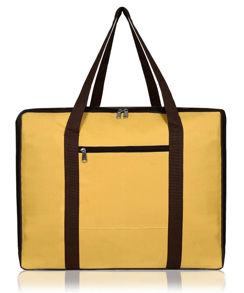 Kuber Industries Moisture Proof Wardrobe Organizer Storage Bag For Clothes With Zipper Closure and Handle Pack of 2 Yellow Brown L HS43KUBMART026655 Polyester - Image 2