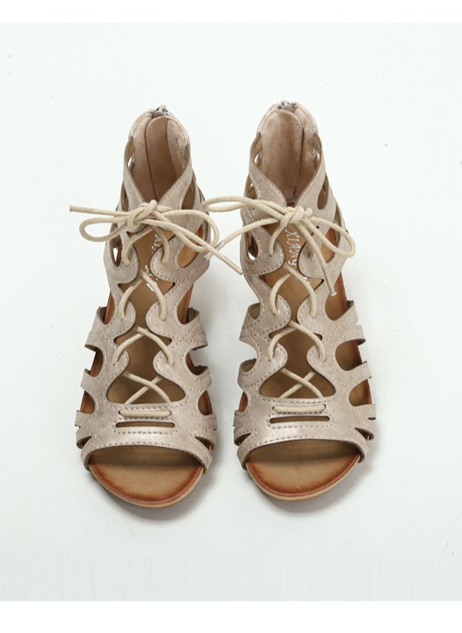 SIKETU 2025 New Summer Roman Shoes Women's Retro Ethnic Style Slope Heel Sandals  - Image 2