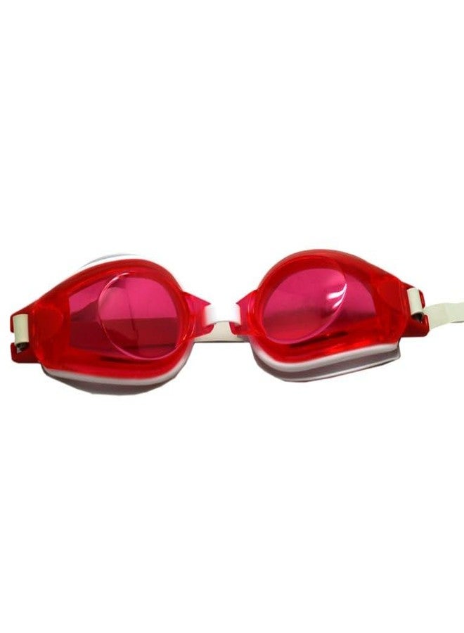 UDKI Swimming Goggles Junior with Ear Plugs | F/S | Red with White Elastic | Double Strap | Pack of 1 | Adjustable Silicon Goggles for Girls & Boys - Image 1