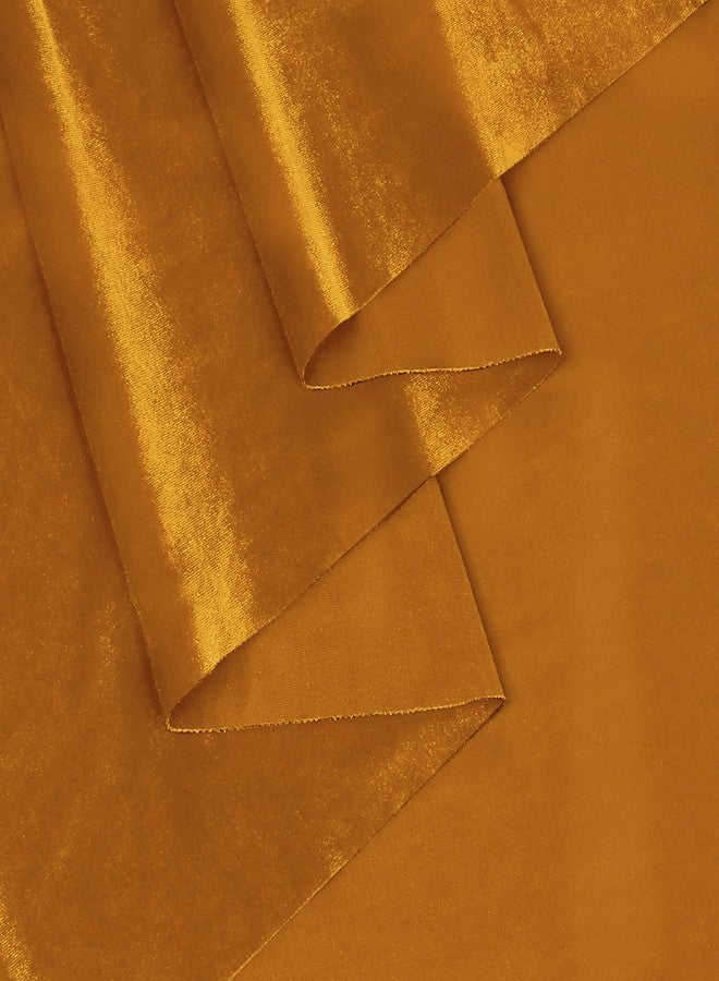 KKJIAF Gold Stretch Velvet Fabric 60 Inch Wide, 1 Yard Soft Stretchy Fabric for Sewing Clothes, Apparel, Costume, Crafts - 90% Polyester 10% Spandex - Image 5