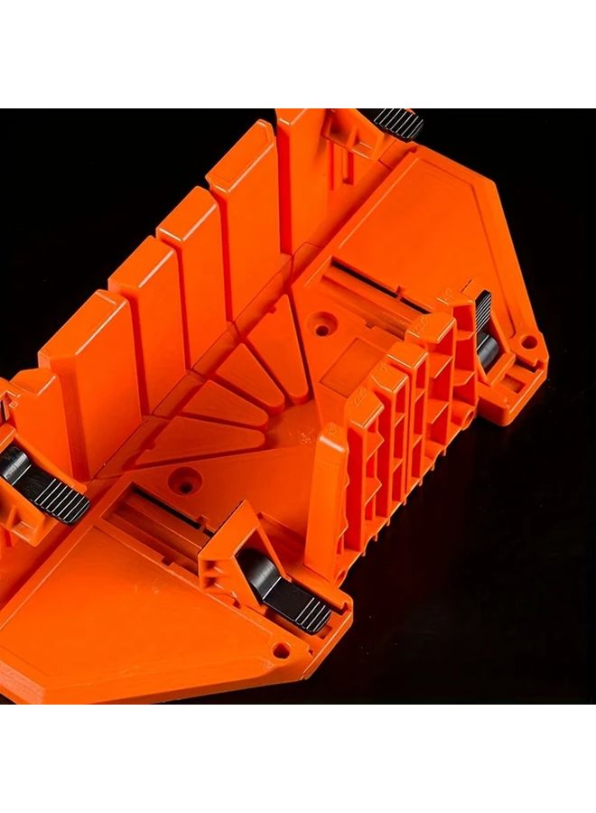 Orange Plastic Miter Box With Ruler Scale Woodworking Tool For Precise Cutting - Image 3