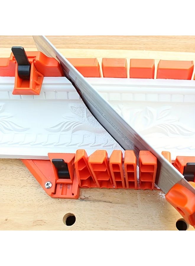 Orange Plastic Miter Box With Ruler Scale Woodworking Tool For Precise Cutting - Image 5