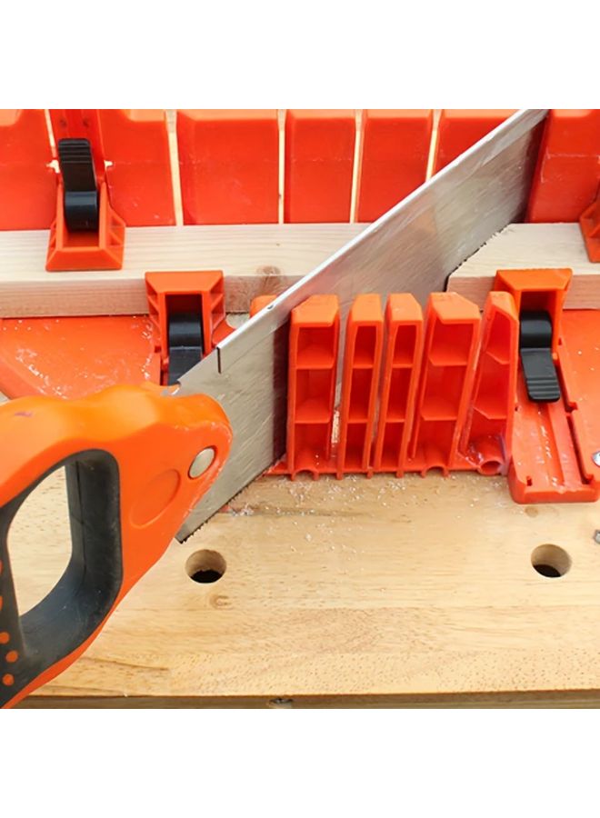 Orange Plastic Miter Box With Ruler Scale Woodworking Tool For Precise Cutting - Image 2
