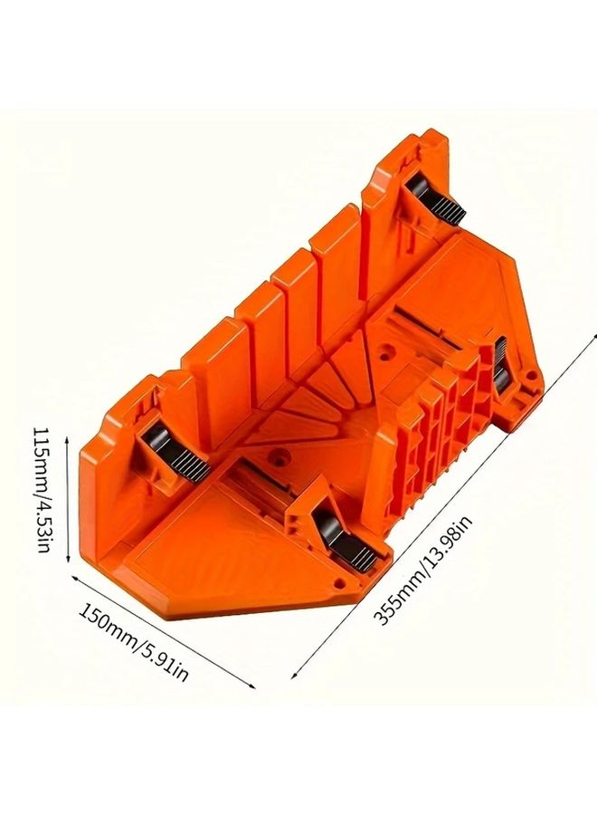 Orange Plastic Miter Box With Ruler Scale Woodworking Tool For Precise Cutting - Image 1