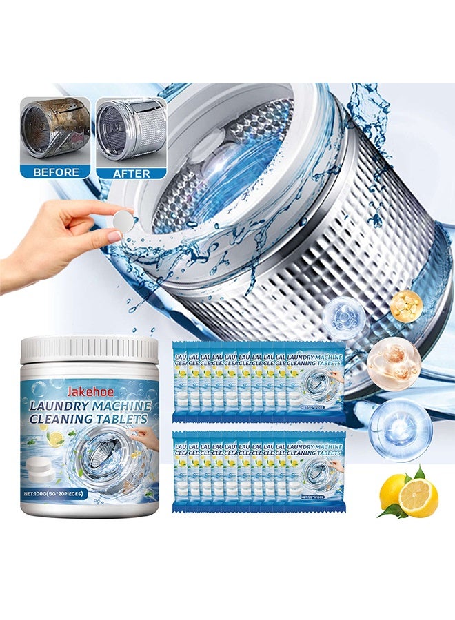 Jakehoe أقراص تنظيف الغسالة، أقراص تنظيف الغسالة الفوّارة، عامل إزالة الرواسب لغسالة الملابس، مناسبة لتنظيف الغسالة، التعقيم، إزالة الأوساخ 20 قطعة - Image 1
