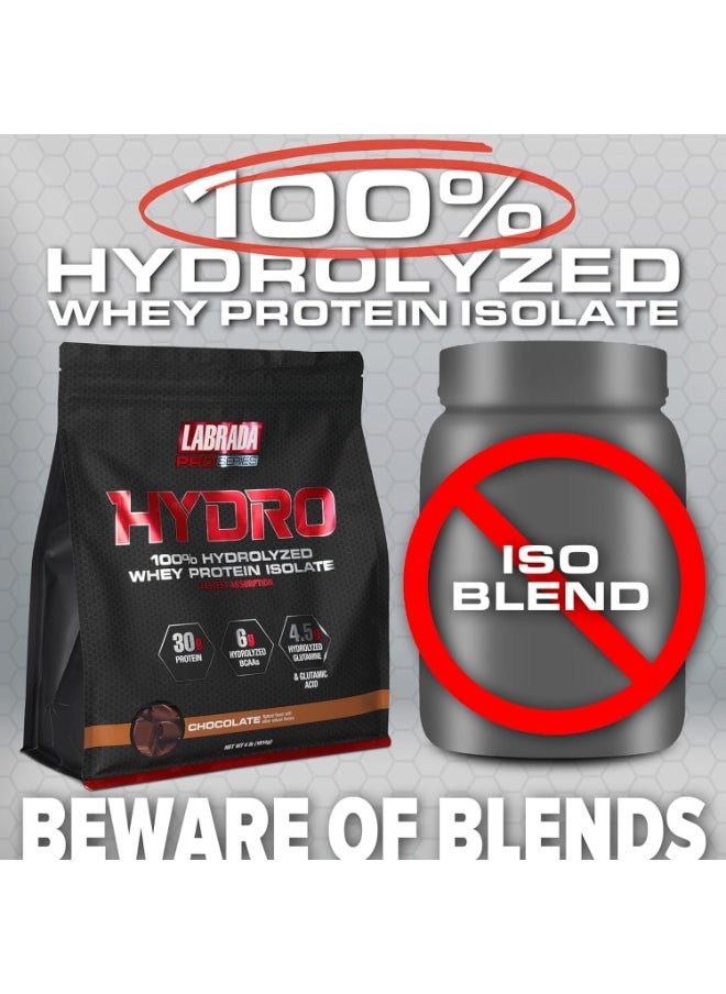 LABRADA Labrada Hydro 100% Pure Hydrolyzed Whey Protein Isolate Powder, Lactose Free, Glutamine, Fastest Digesting Whey Available, Instant Mixing, Delicious Taste 47 Servings 4lb (Chocolate)  - Image 4