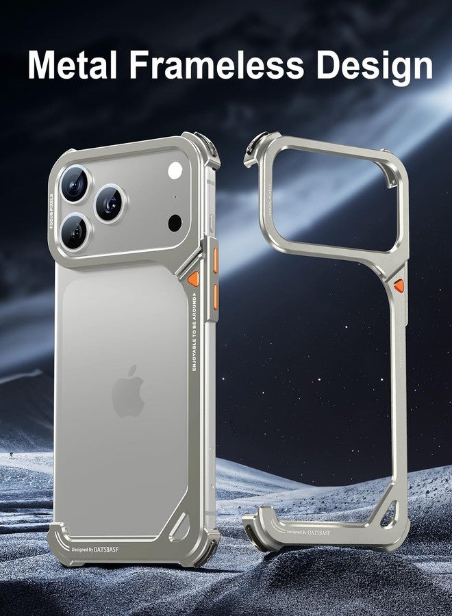 OATSBASF 9 Case for 17 Pro Bumper Case Metal, Aluminum Frame Slim Fit No Back Design, Compatible with MagSafe, Shockproof Protection, Minimalist Frameless Phone Case, Natural Titanium - Image 2