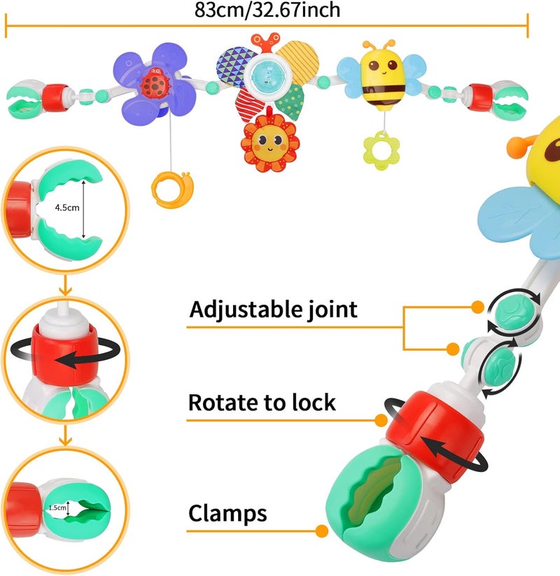 لعبة قوس عربة الأطفال - قوس نشاط قابل للتثبيت على عربة الأطفال، ألعاب حسية موسيقية، ملحقات سرير الأطفال ومقعد الهزاز، لعبة قابلة للطي للسفر وحامل الأطفال ومقعد السيارة للأطفال الرضع وحديثي الولادة من 0 إلى 3 إلى 6 إلى 9 إلى 12 شهرًا (فراشة) - Image 4