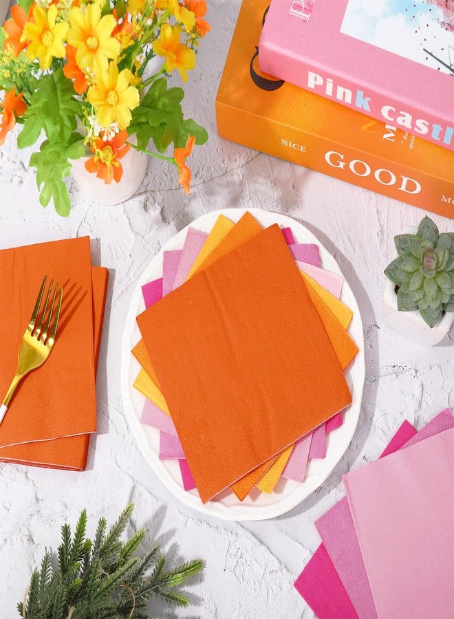 وولاين مجموعة مناديل كوكتيل من والين، 120 قطعة، برتقالي ووردي، 6 ألوان، مناديل ورقية متعددة الألوان للمشروبات، مقاس 5 × 5 بوصة، برتقالية اللون، للاستخدام مرة واحدة، مثالية لحفلات تيكيلا سانرايز، والبار المنزلي، وحفلات استقبال المولود، وتزيين الطاولات. - Image 5