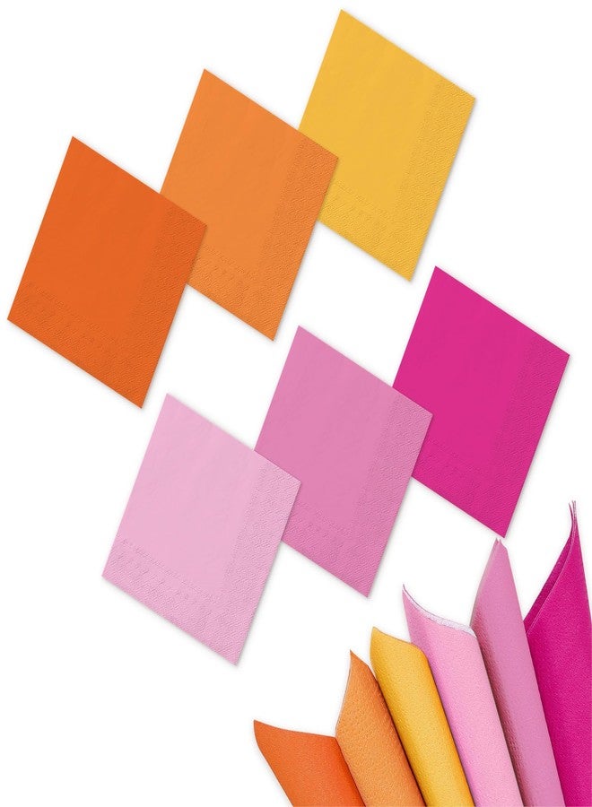 وولاين مجموعة مناديل كوكتيل من والين، 120 قطعة، برتقالي ووردي، 6 ألوان، مناديل ورقية متعددة الألوان للمشروبات، مقاس 5 × 5 بوصة، برتقالية اللون، للاستخدام مرة واحدة، مثالية لحفلات تيكيلا سانرايز، والبار المنزلي، وحفلات استقبال المولود، وتزيين الطاولات. - Image 1