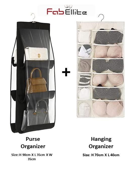 FAB ELLITE Double Sided 30 Pockets Clear Hanging Bag Socks Bra Underwear Rack Hanger Storage Organizer Wall Hanging Closet Shelves Storage Pockets Non Woven Matrial PurseHanger - Image 4