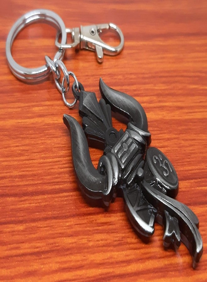 Aura Set Of 2 Spiritual Trishul Damru Bhagwa Om Shiva Shankar Mahadev Gift Keychain For Bike Car Home Office House Keys Men Women Boys Girls Metal Keychain (Grey, 2) - Image 4