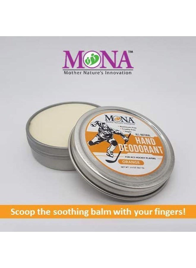 MONA Mother Nature's Innovation - BRANDS All Natural HAND DEODORANT for Ace Hockey Players | For athletes who wear gloves | Vegan, Non-GMO, Cruelty free | ORANGE Scent | 1oz - Image 1