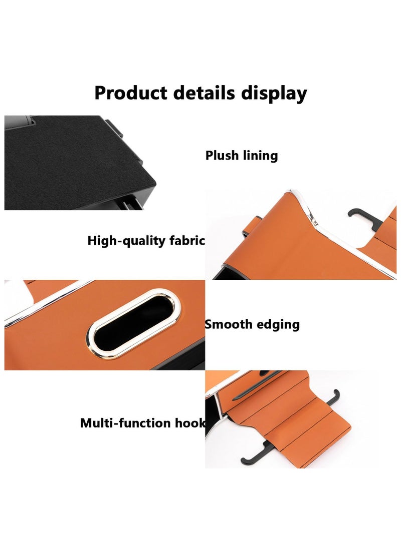SYOSI Multifunctional Car Seat Back Storage Box, Car Headrest Rear Seat Organizer with Cup Holder and Tissue Box, Partition Design Tissue Box & Hooks - Ideal for Kids, Road Trips & Travel (1pcs Orange) - Image 5