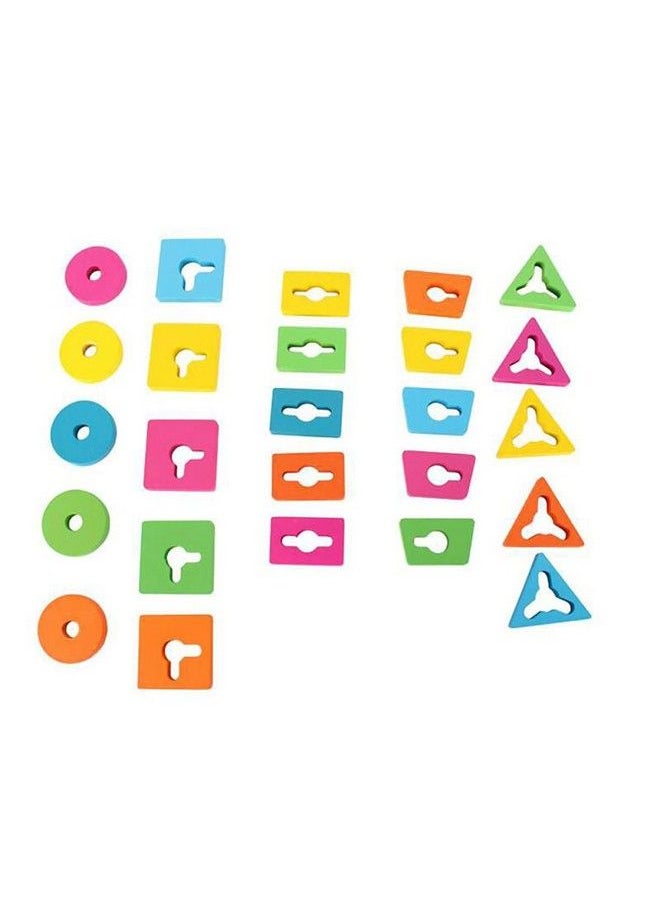 Smoneo - Wooden Shape Sorting & Stacking Toys For Toddlers Montessori Color Recognition Stacker Early Educational Blocks Puzzles 1 3 Years Old Age Boys And Girls (5 Shapes) - Image 1