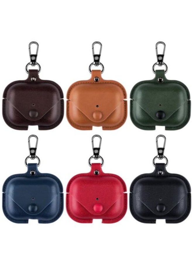 SHOPI - Airpods Pro Case Leather, Airpod Pro 3 Personalized Leather Cases Dust Guard with Keychain for Airpods Pro [Front LED Visible] Protective Cover Skin Men Women ( Blue) - Image 1