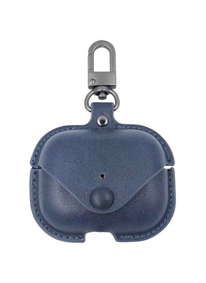 SHOPI - Airpods Pro Case Leather, Airpod Pro 3 Personalized Leather Cases Dust Guard with Keychain for Airpods Pro [Front LED Visible] Protective Cover Skin Men Women ( Blue) - Image 1