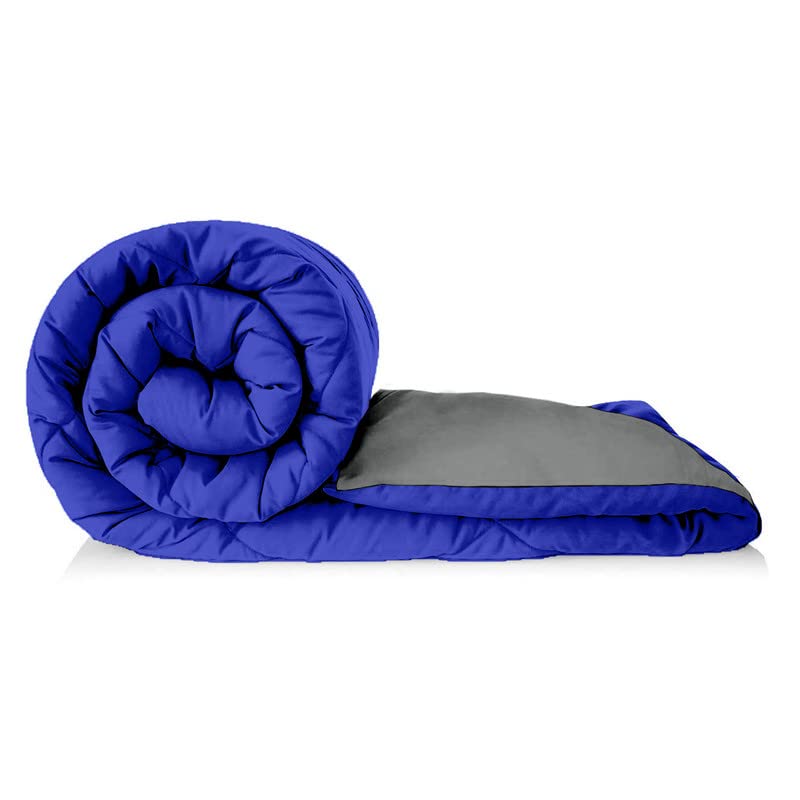 TUNDWAL'S TUNDWALS Microfiber Reversible Solid Extra Comfort Soft ComforterBlanket Double Bed 210 GSM Quilt Royal Blue Grey1 Piece - Image 3